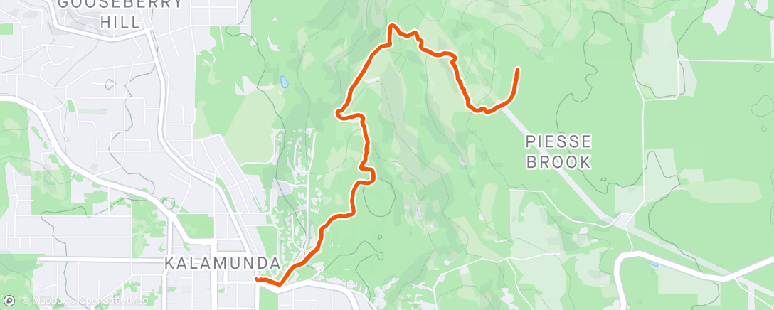 Map of the activity, 60min easy trails