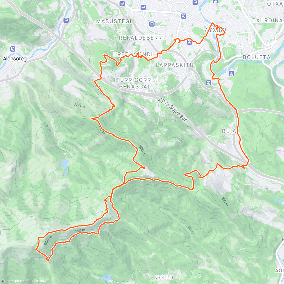 Mapa de la actividad, Santutxu - Ganekogorta