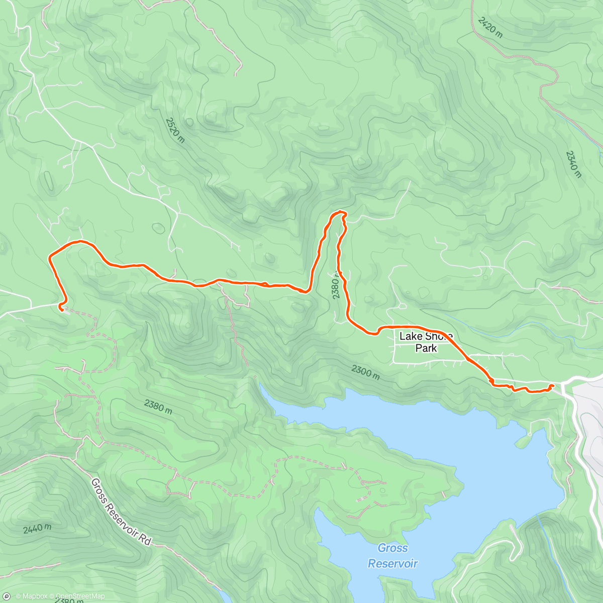 Map of the activity, Gross Reservoir with Roubaix