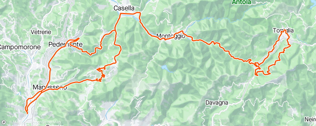 Mapa de la actividad, Torriglia