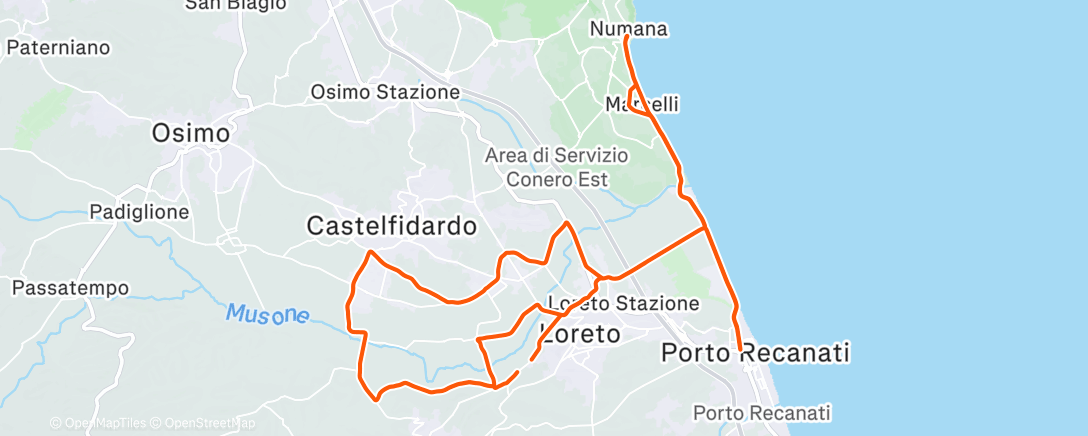 Map of the activity, Pedalata mattutina