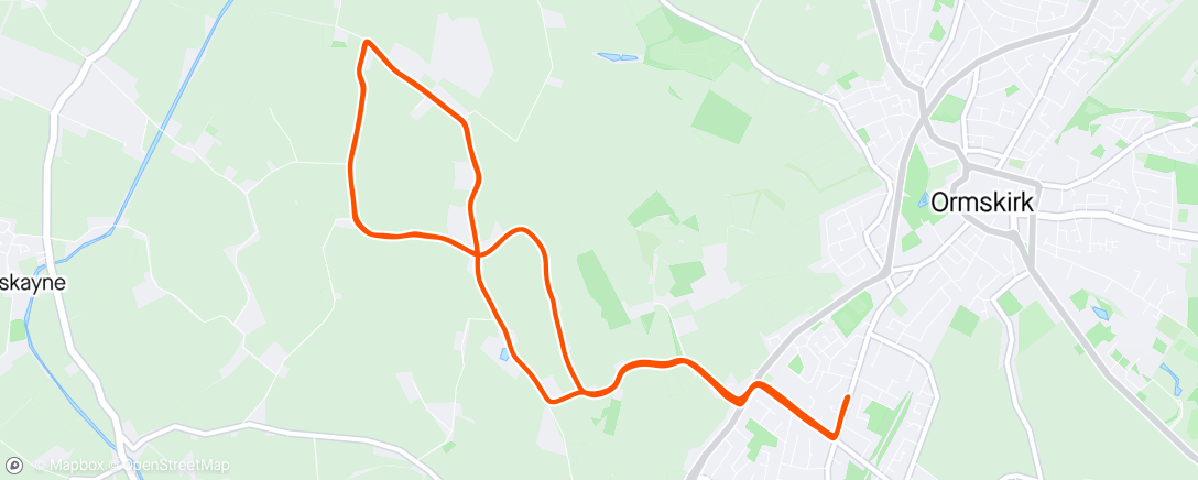 Map of the activity, Undulating road tempo+ a few strides