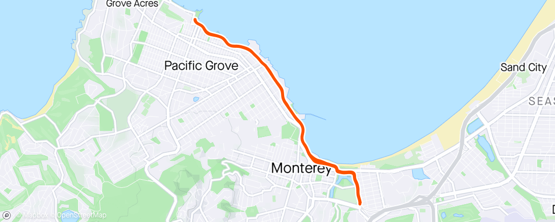 Map of the activity, Lovers point and back