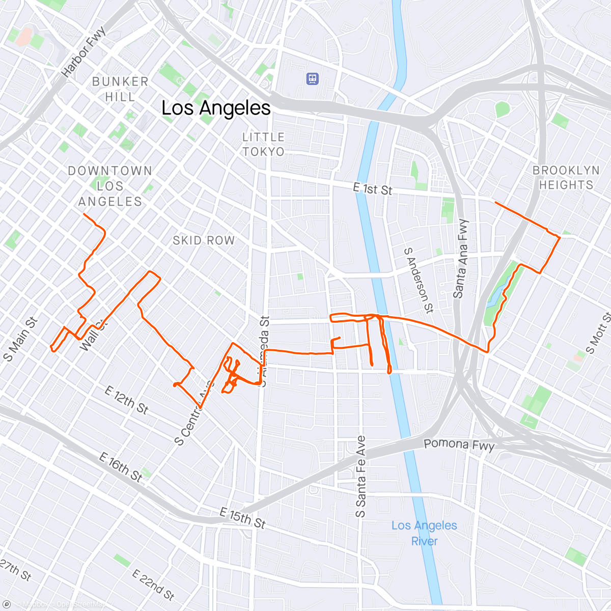 Map of the activity, multi-mode scooter bike plus LA river tunnel