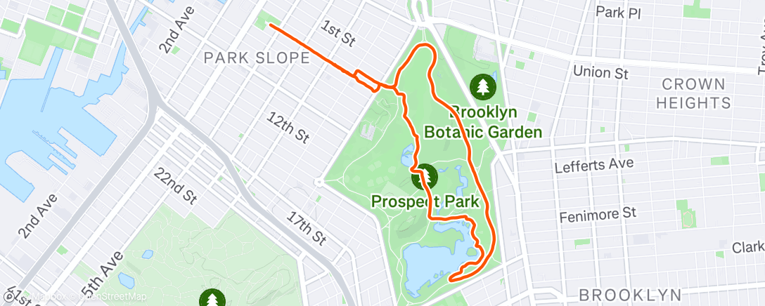 Map of the activity, Evening prospect park run