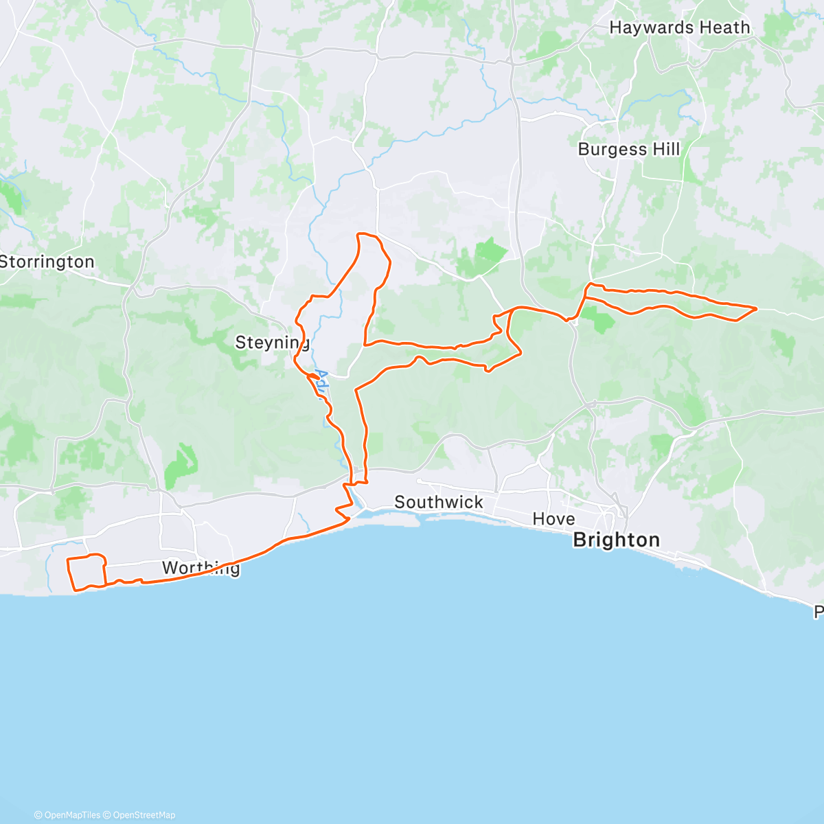 Карта физической активности (Downs link + South Downs Way explore)