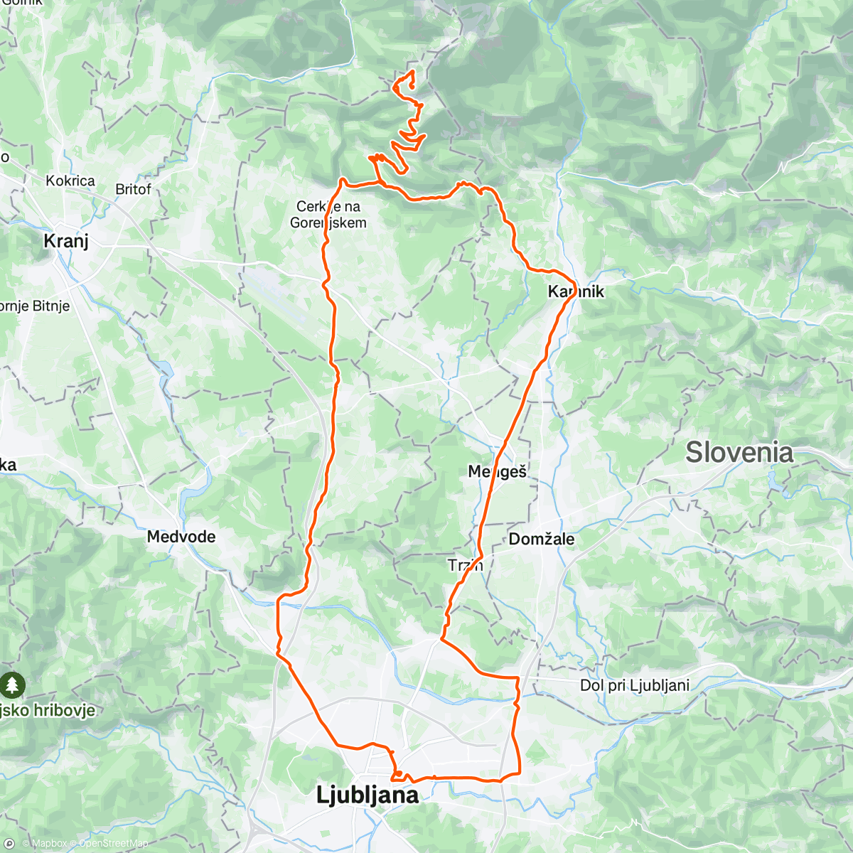 Map of the activity, Krvavec