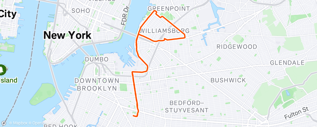 Map of the activity, Wburg dinner party loop