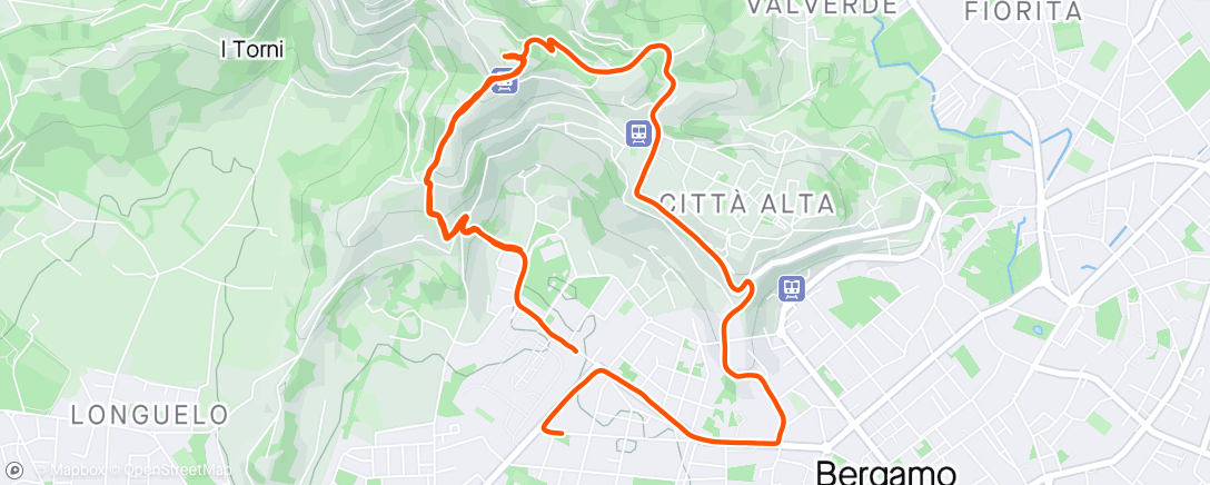 アクティビティ「Sessione di trail running serale」の地図