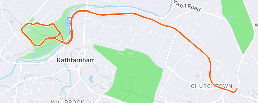 Map of the activity, Afternoon Run