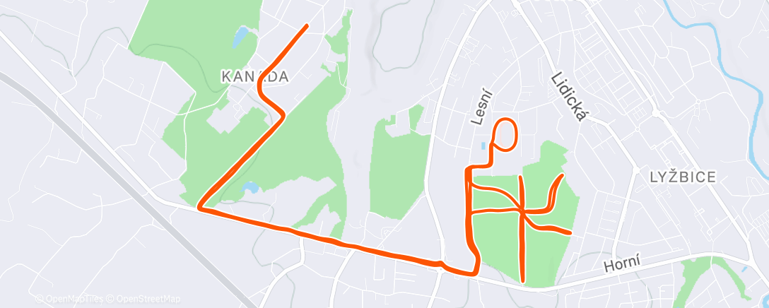 Map of the activity, Afternoon Run