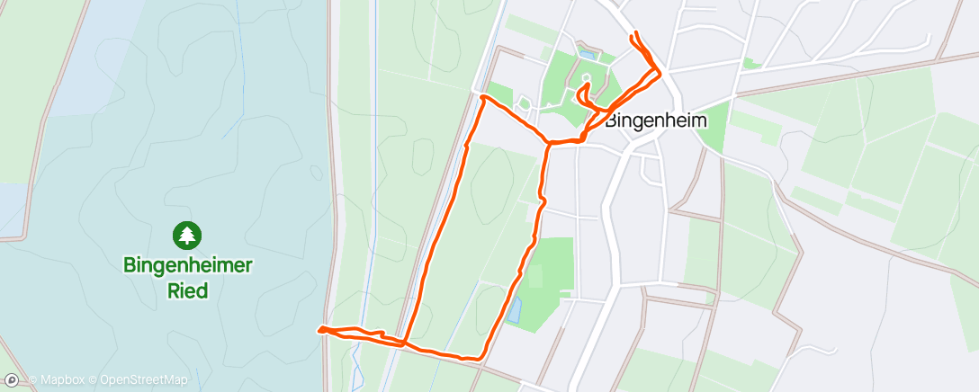 Map of the activity, walk to Bingenheimer Ried