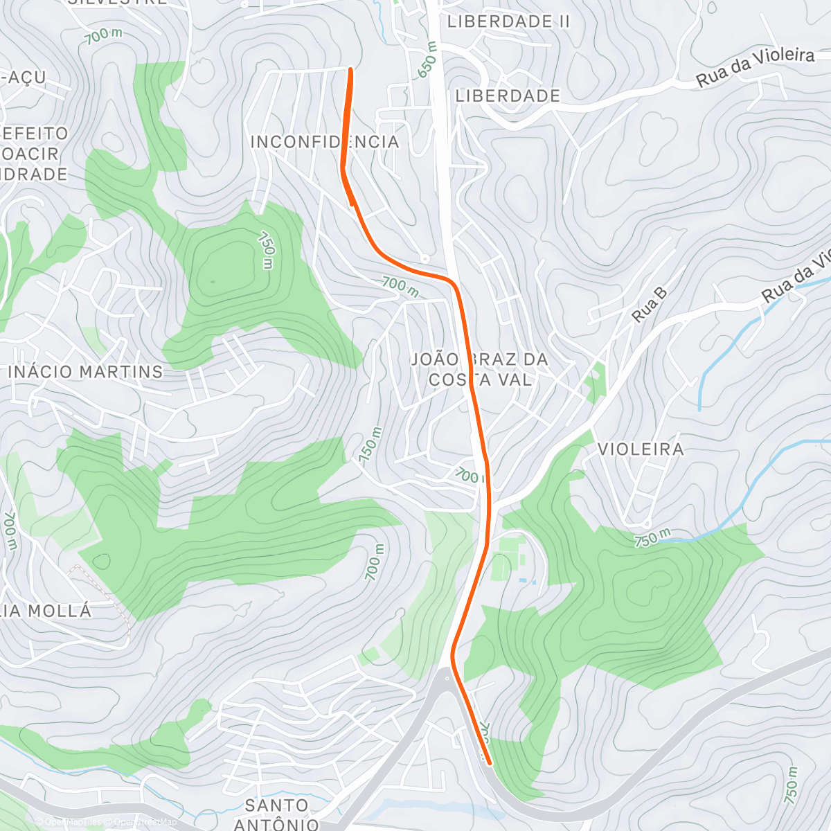 Map of the activity, Corrida matinal