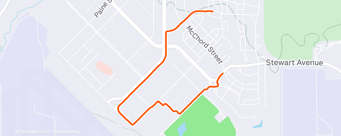 Map of the activity, Afternoon Run