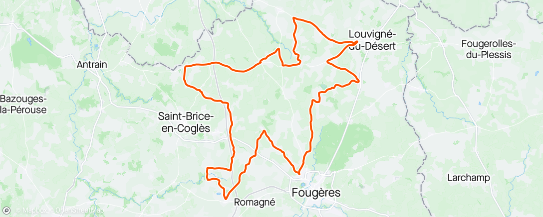 Map of the activity, Rando cyclo de Lecousse 35.