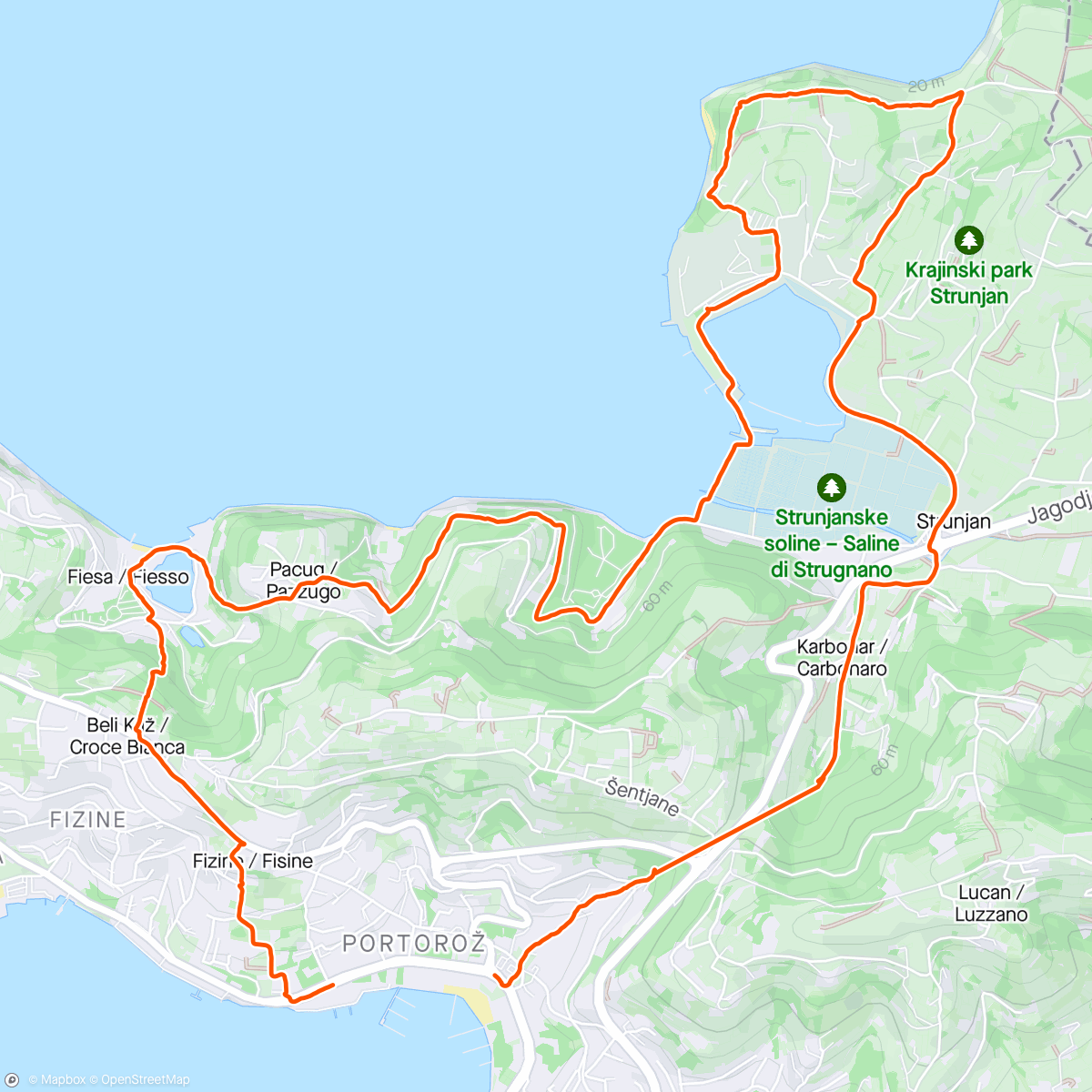 Map of the activity, Vormittagsrunde Potoroz - Strunjan - Fiesa - Portoroz