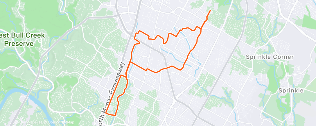 Map of the activity, Shoal Creek loops