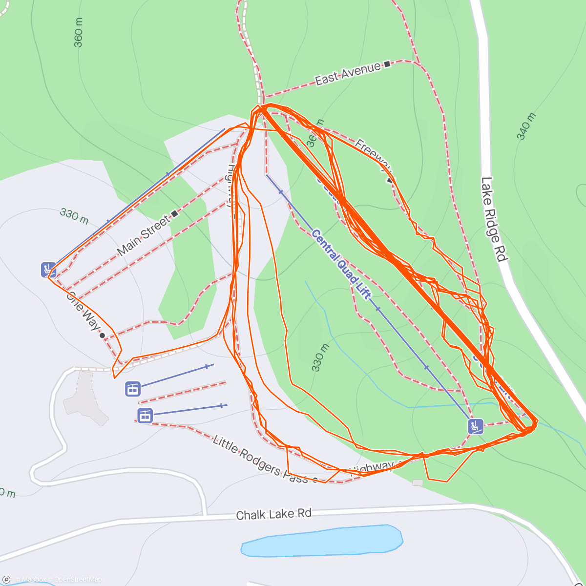 Map of the activity, Slopes - An evening snowboarding at Lakeridge Ski Resort