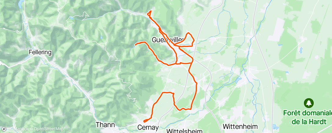 Map of the activity, Wet and cold start to a few days of cycling in Alsace with some DT Swiss colleagues! 🌧️🌧️🌧️