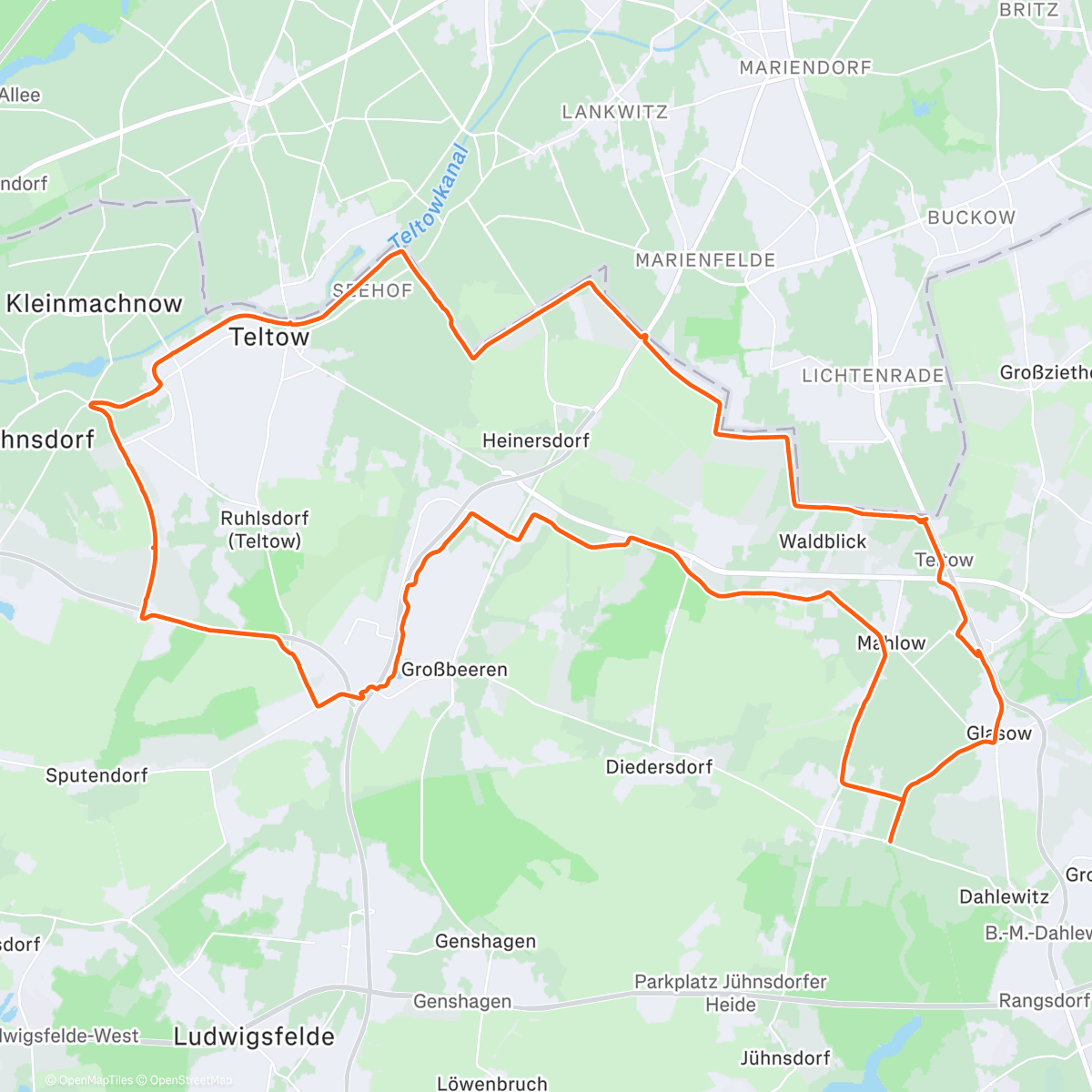 Map of the activity, Berliner Mauerweg mit Tommy