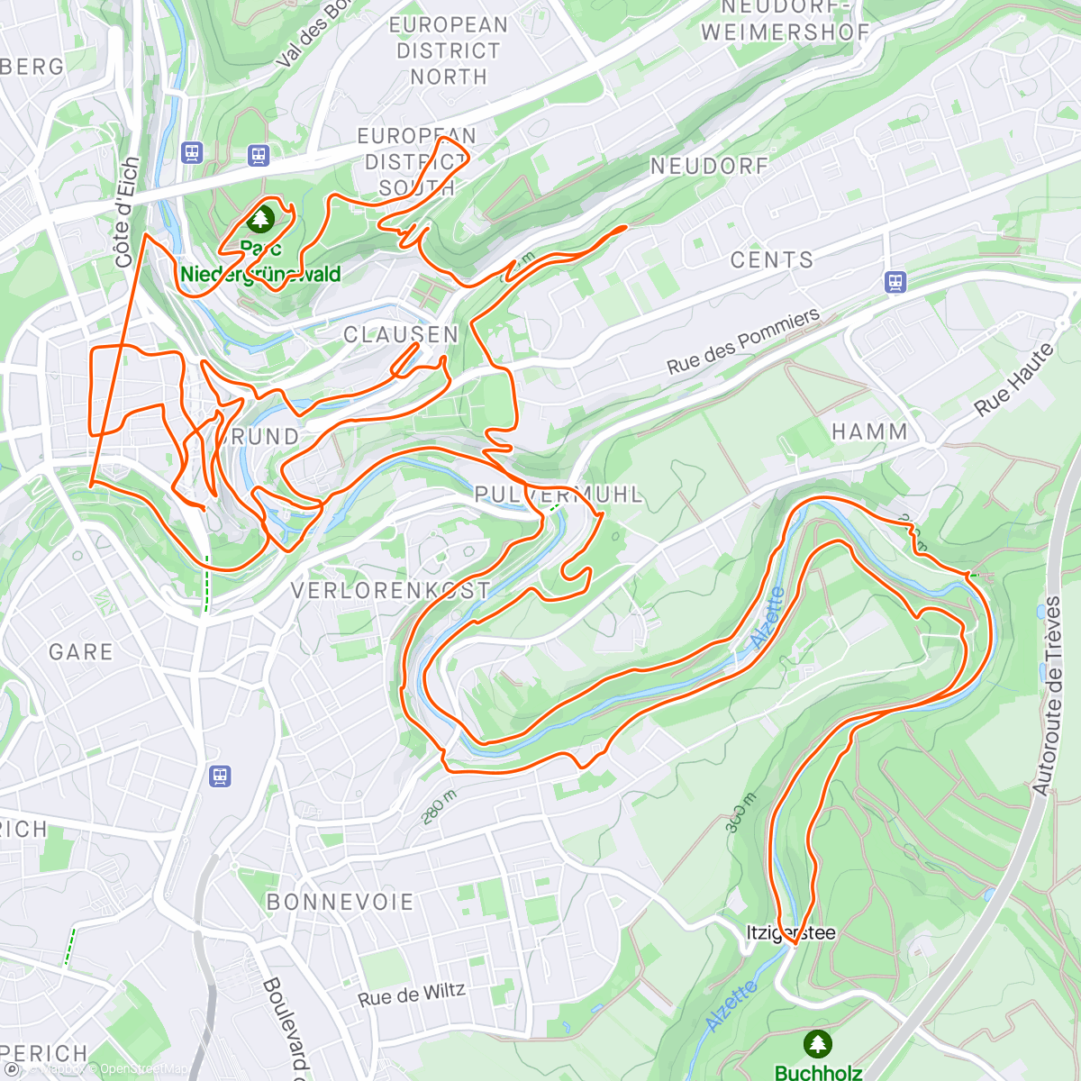 Map of the activity, DKV Urban Trail