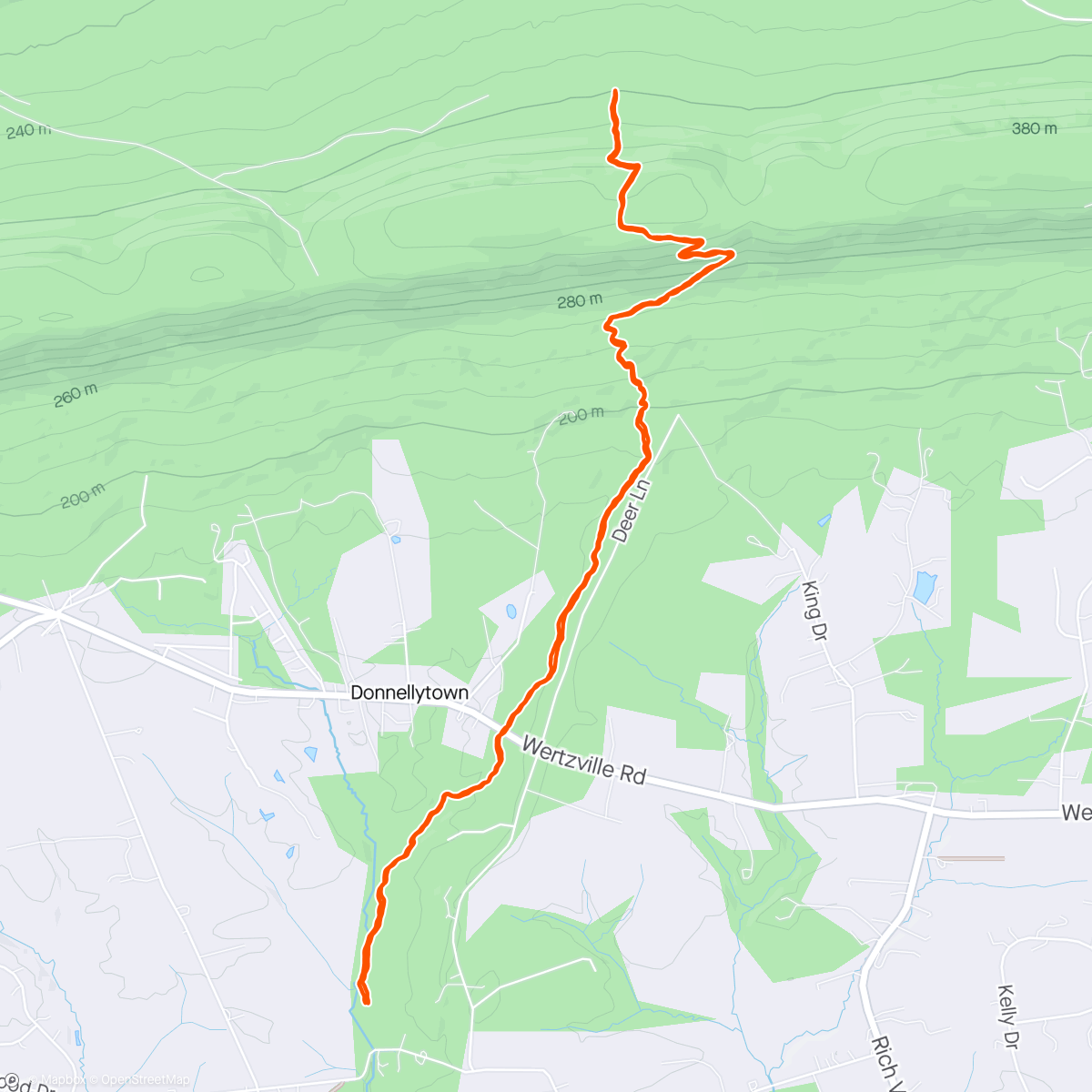 Map of the activity, POD 73 hike