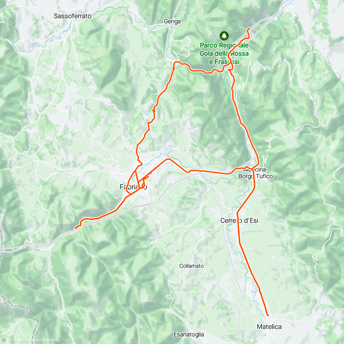 Map of the activity, Colkegiglioni-Gola Rossa-Matelica-Cancelli …..