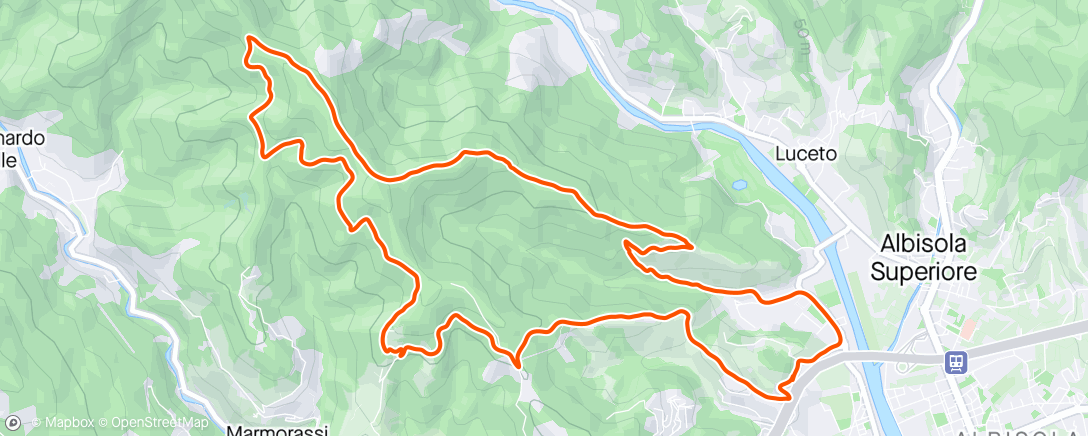 活动地图，Sessione di trail running pomeridiana