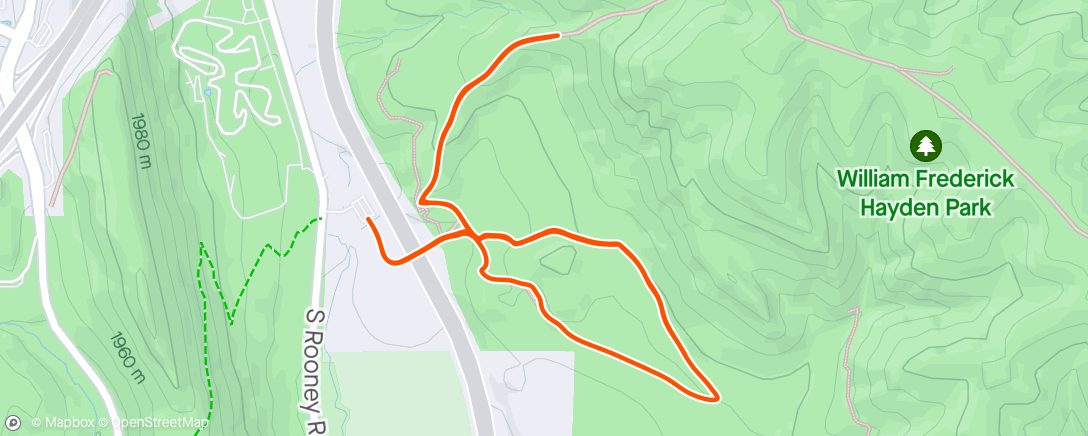 Map of the activity, 6x3min hills