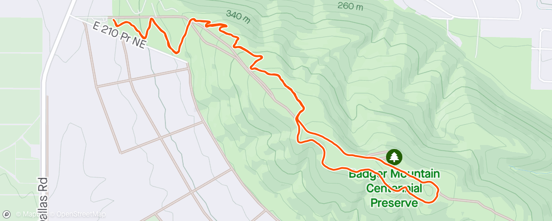 Map of the activity, Thursday Afternoon Run