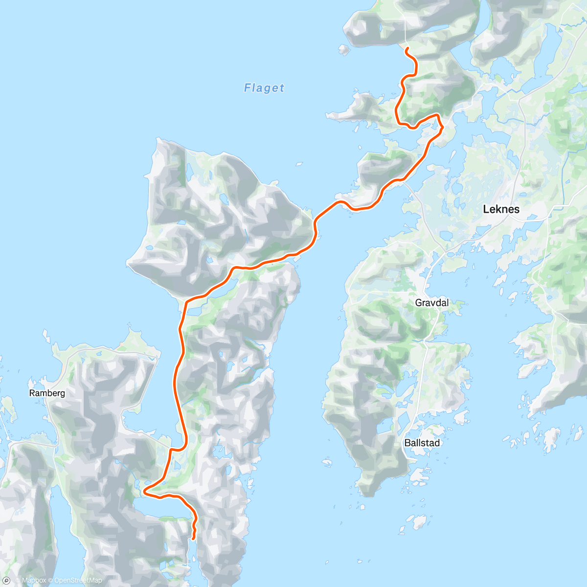 Mapa de la actividad (ROUVY - Group Ride: Nusfjord to Haukland Beach | Norway)