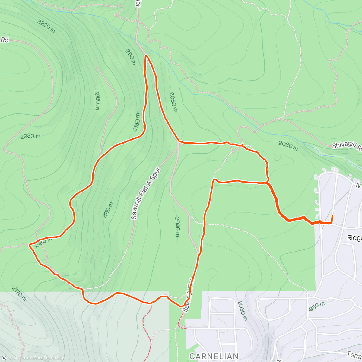 Map of the activity, Shale Snow Hike with Brenda