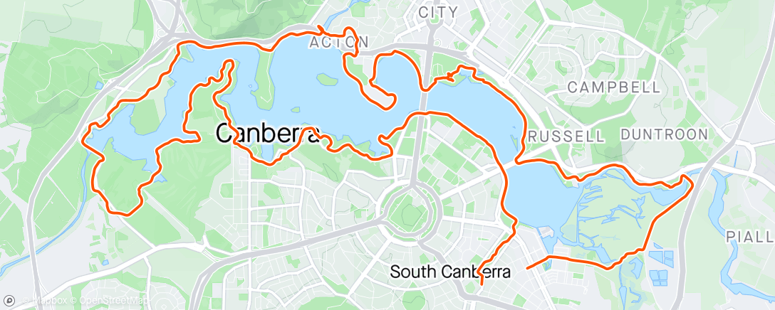 Map of the activity, Our "Goodbye Canberra" ride 👋