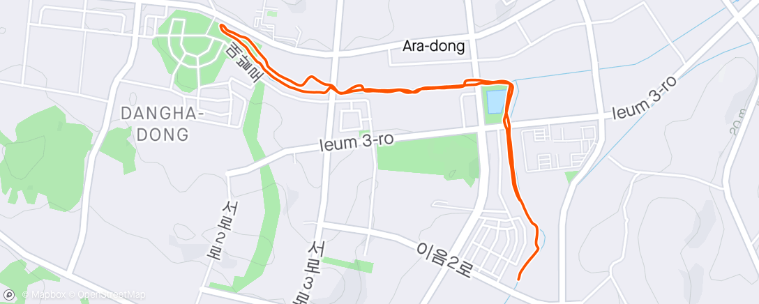 Map of the activity, Lunch Run barefoot 5km 계양천