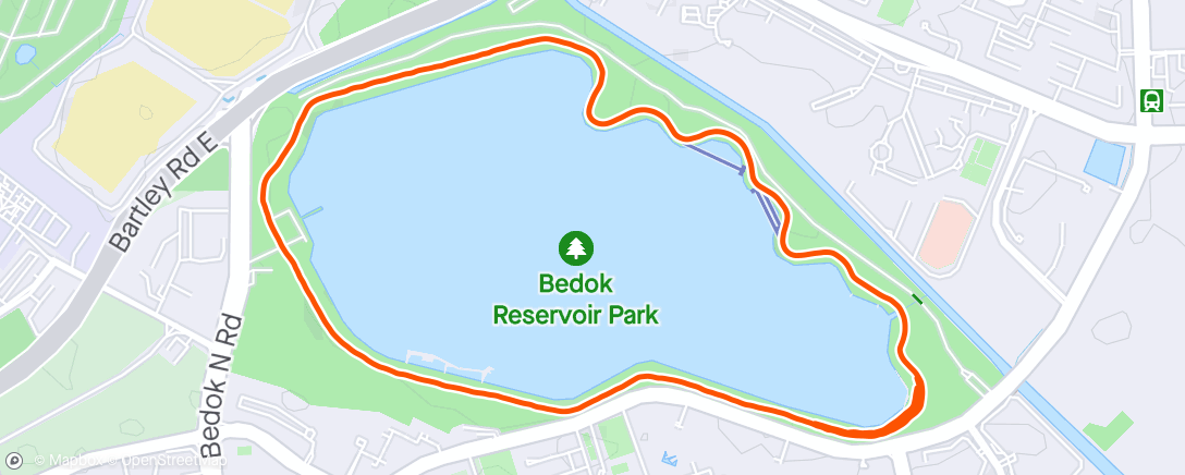 Map of the activity, Bedok Reservoir 5 km