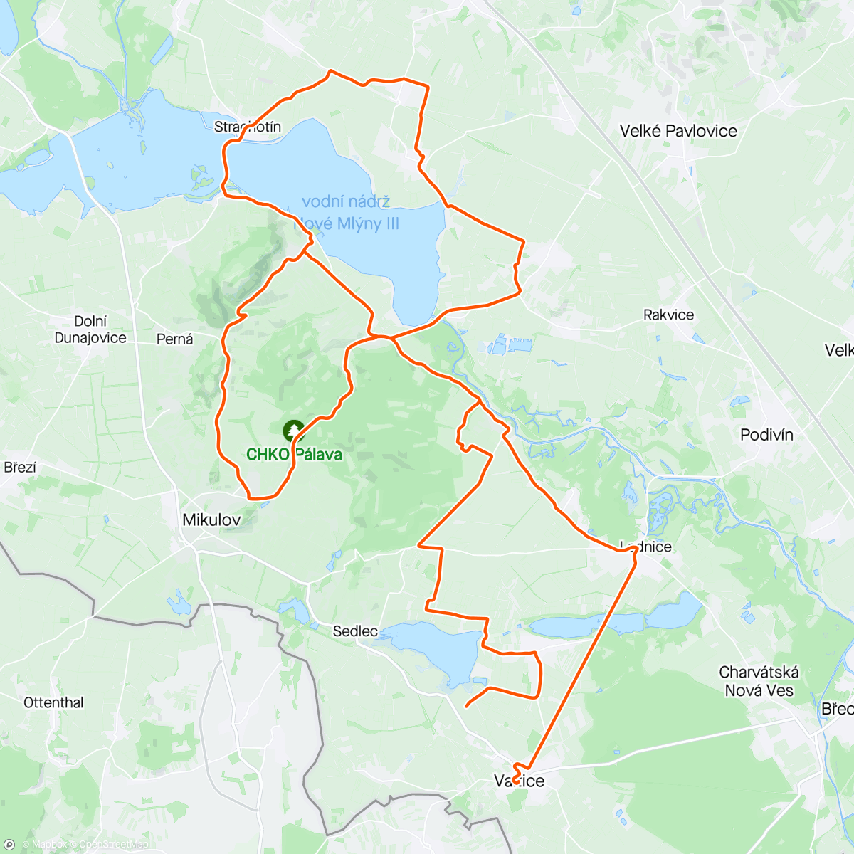 Map of the activity, Road Classic Pálava
