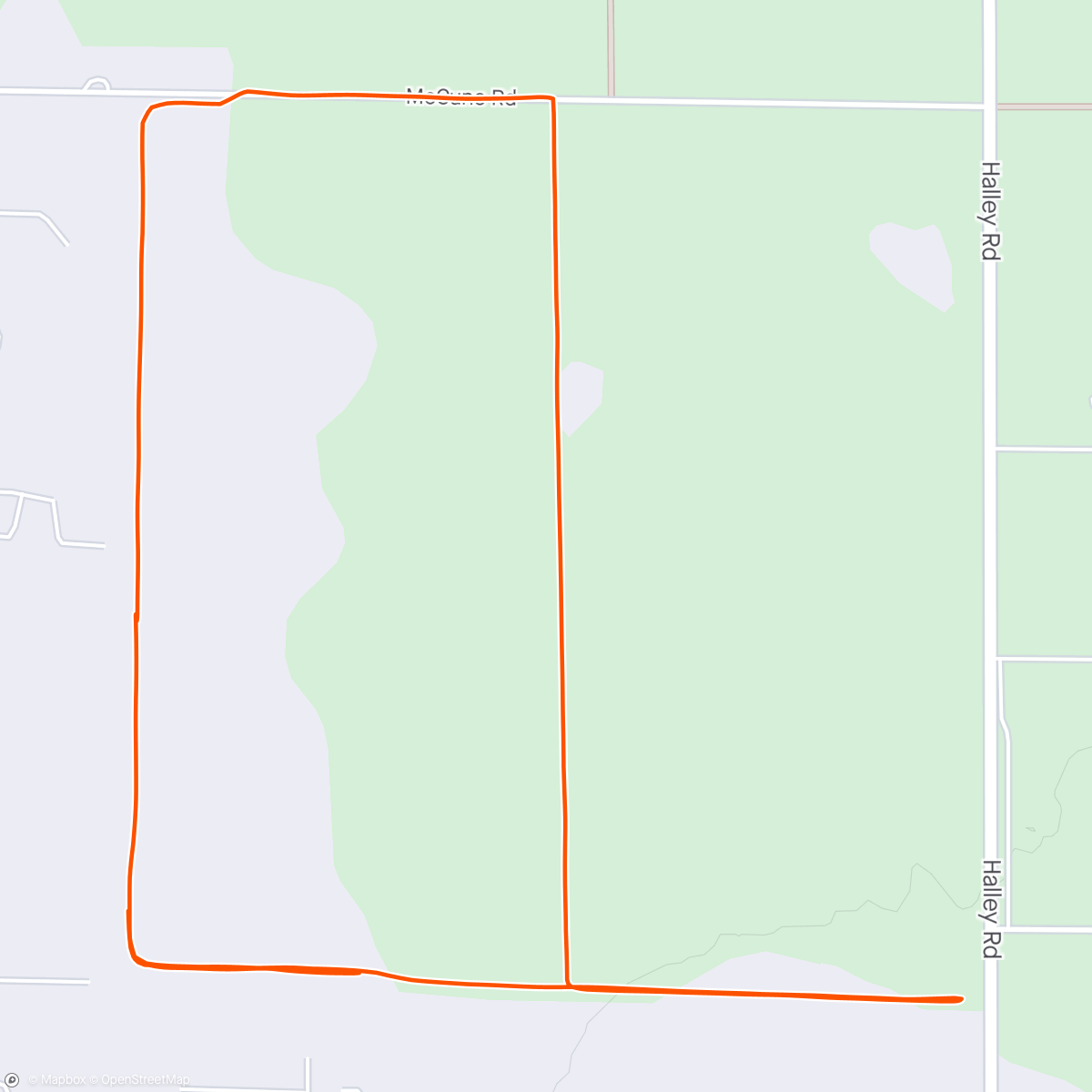 Map of the activity, Morning Walk / Run with Roxy and Essie.  3.0 miles running at 9.0 minute average. 💥