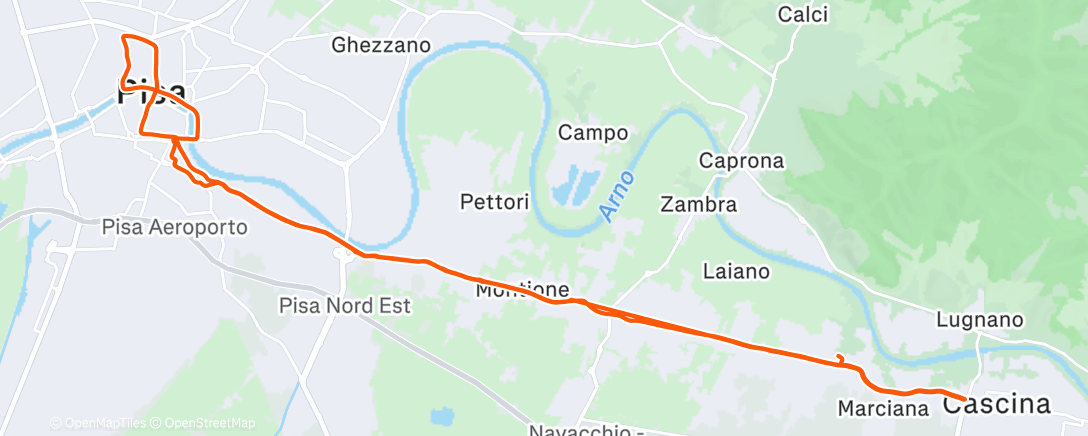 Map of the activity, Pedalata mattutina