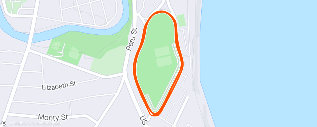 Map of the activity, 3 x 2 mile repeats
