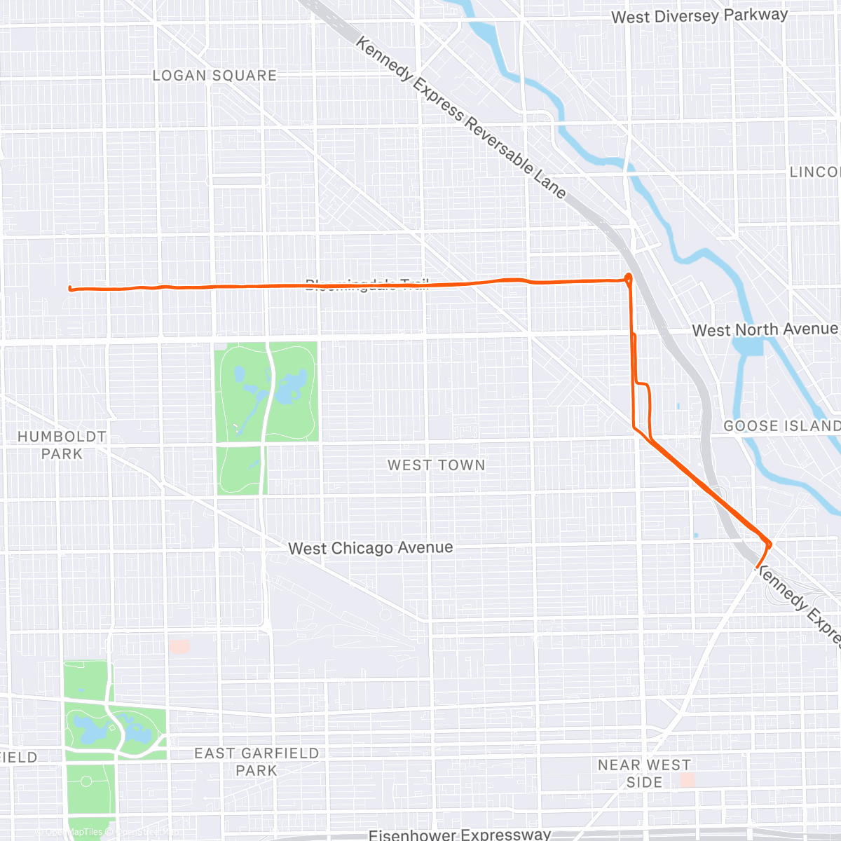 Map of the activity, Evening Run