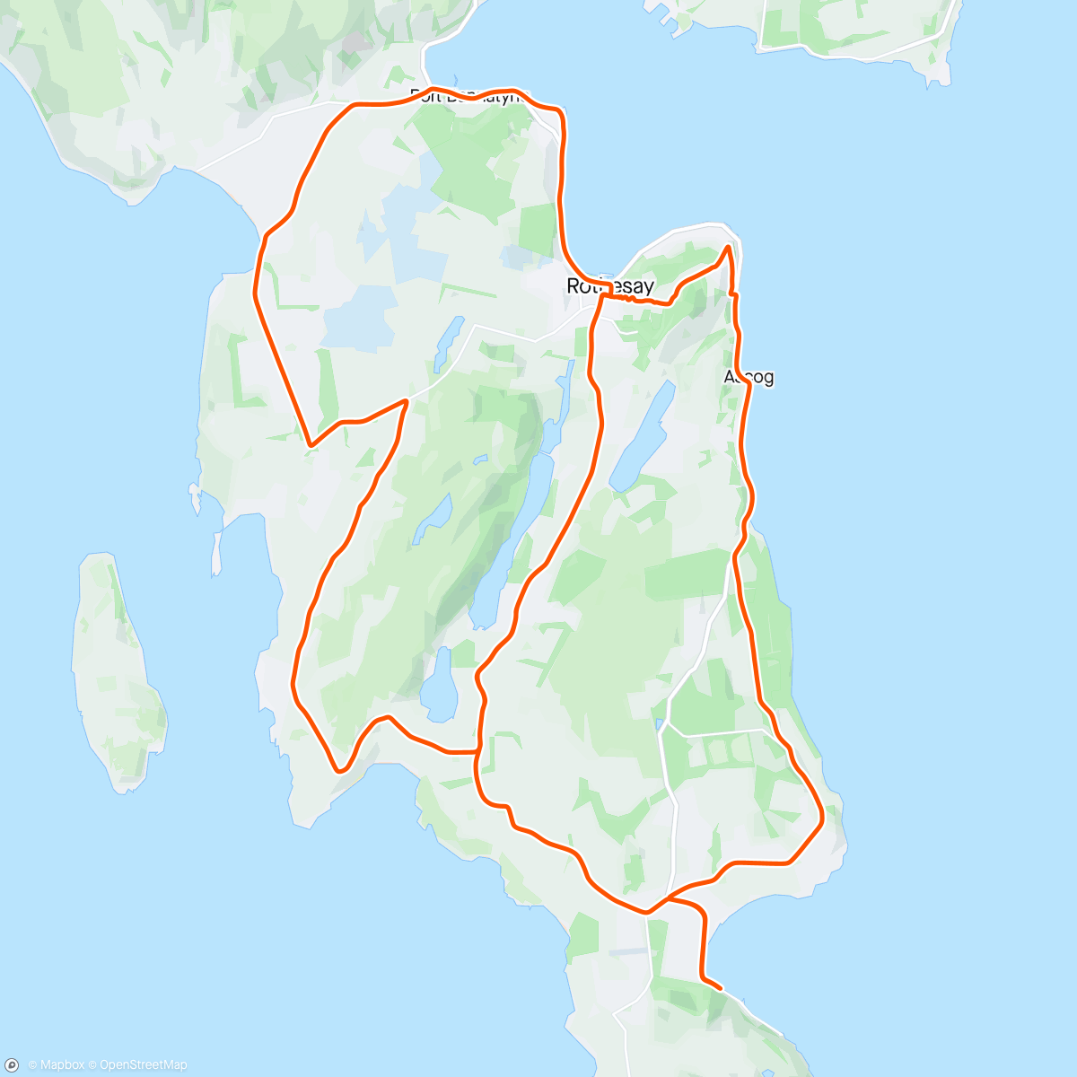 Map of the activity, Tour of Bute including The Serpentine climb