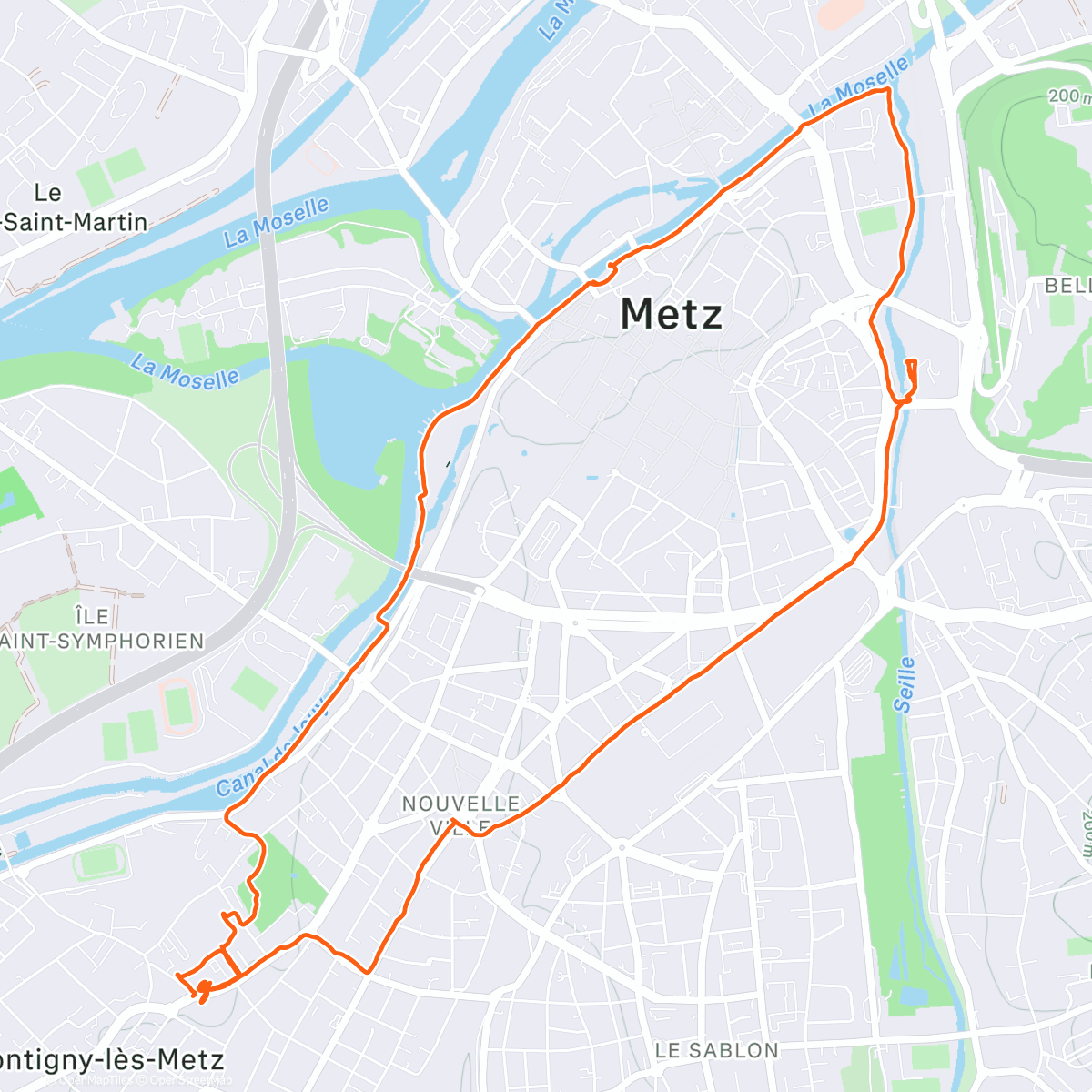 Map of the activity, ⛅️ Sur mes Terres : Nouvelle Balade / Marche 🚶‍♀️ mensuelle sur Metz, aujourd’hui en particulier, de mise en appétit…  encore raccourcie aujourd’hui ….