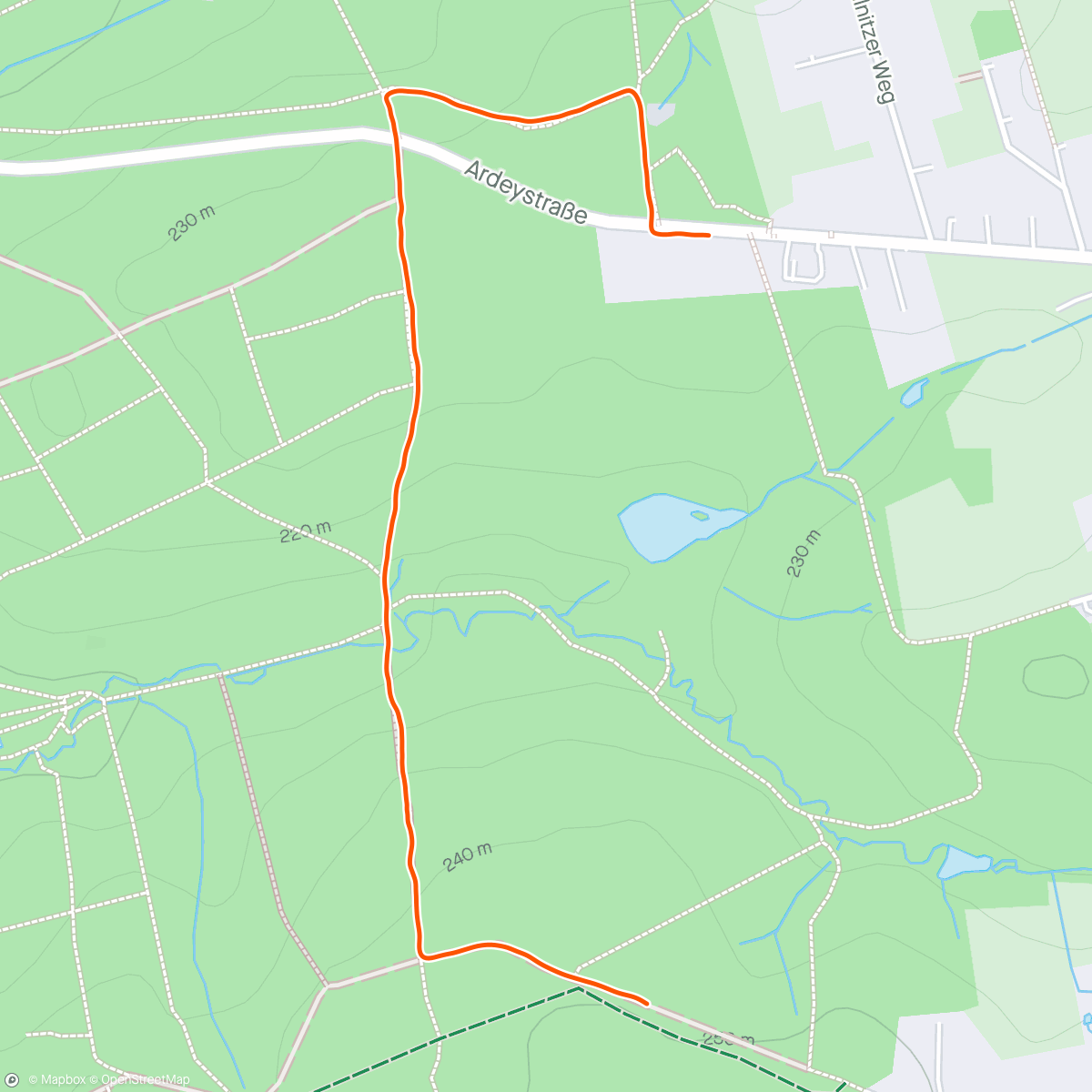Map of the activity, Evening Hilly Run