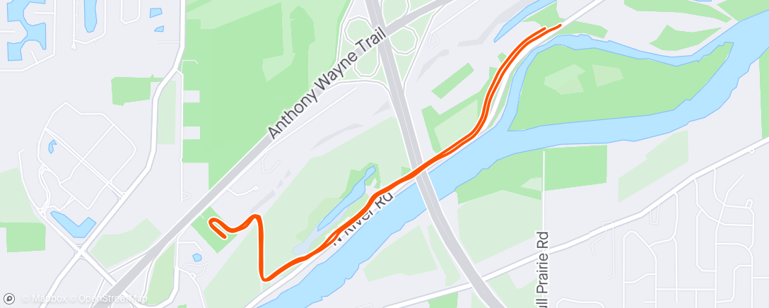 Map of the activity, 40 minute Monday run