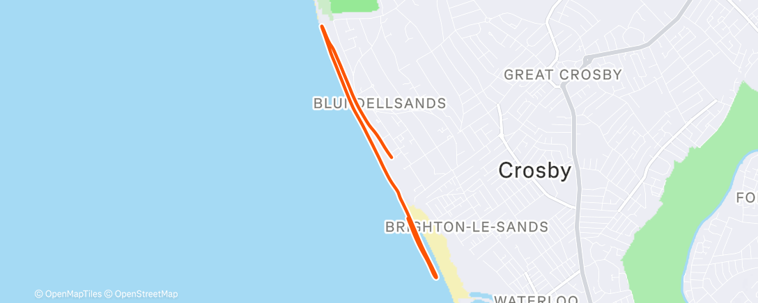 Mapa de la actividad (Crosby parkrun)