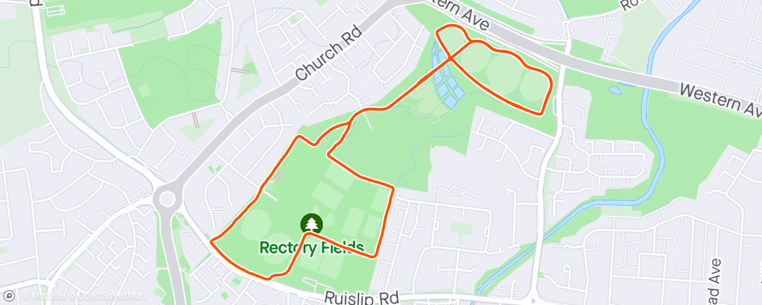 Map of the activity, Northala park run, pacing Emma before her London Marathon tomorrow