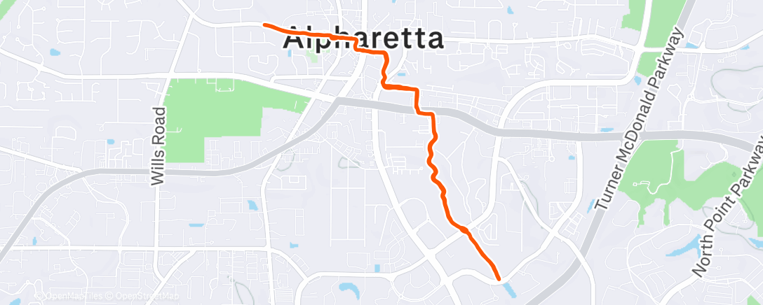 Map of the activity, Evening Run