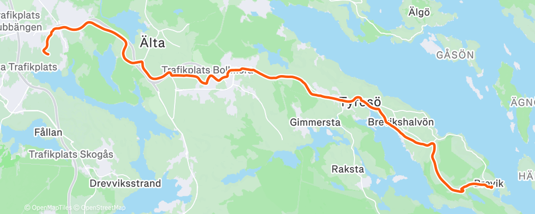 Map of the activity, Afternoon Ride