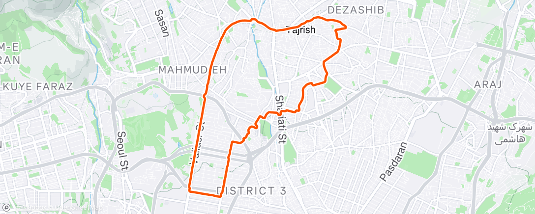 Map of the activity, Morning Run