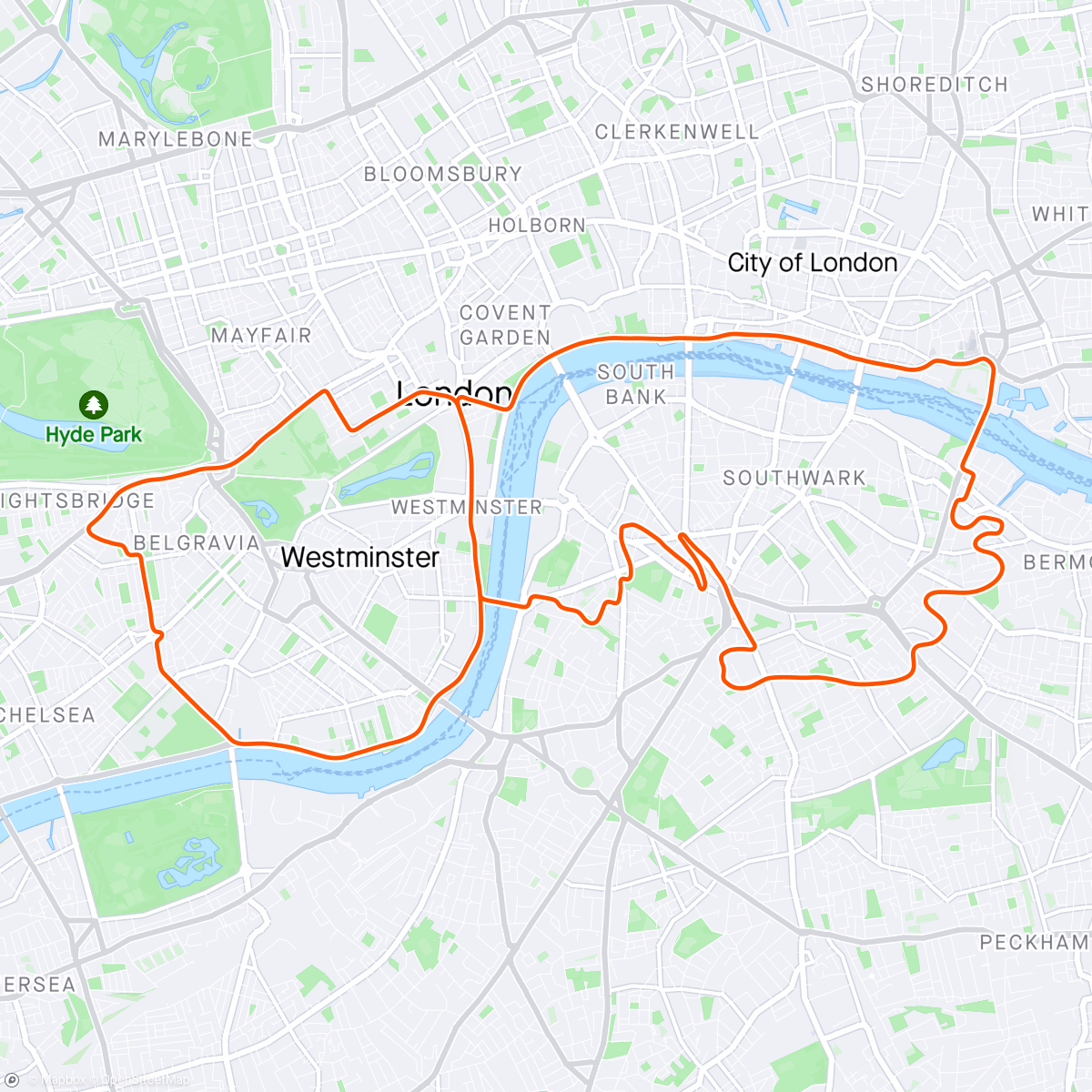 Map of the activity, Zwift - Jon's Mix on Flat Route in London